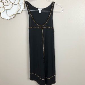 Leith tank dress, black, gold stud embellishments